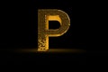 Gold letter P as a hive with honey