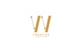 Gold letter VV W linked arrow logogram