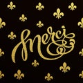 Gold lettering design for card Merci