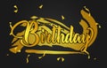 Gold lettering happy birthday for celebration design background Royalty Free Stock Photo