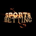 Gold Lettering Sports Betting on a dark background. Bets, sports betting, watch sports and bet. 3D design, 3D illustration