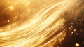 Gold light particles flowing forming abstract wave lines Royalty Free Stock Photo