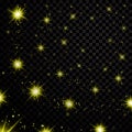 Gold light stars on black background Royalty Free Stock Photo