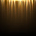 Gold light vertical lines on black background. Glowing abstract futuristic shiny pattern. Bright rays on dark background Royalty Free Stock Photo