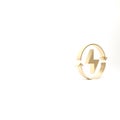 Gold Lightning bolt icon isolated on white background. Flash sign. Charge flash icon. Thunder bolt. Lighting strike. 3d