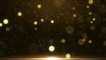 Gold lights rays stage scene for award winning event, abstract particle glitter Royalty Free Stock Photo