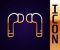 Gold line Air headphones icon icon isolated on black background. Holder wireless in case earphones garniture electronic