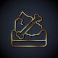 Gold line Archeology icon isolated on black background. Vector