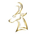 Gold line art of barking deer head