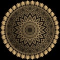 Gold line art floral greek mandala pattern. Floral ornamental luxury background. Greek key meanders round frame. Lines elegance