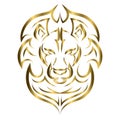 gold line art of the front of the lion`s head. Royalty Free Stock Photo