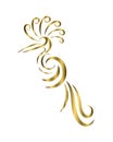 Gold Line art vector logo of abstract bird Royalty Free Stock Photo