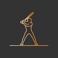 Gold line baseball icon. Royalty Free Stock Photo