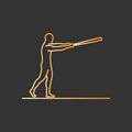 Gold line baseball icon. Royalty Free Stock Photo