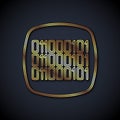 Gold line Binary code icon isolated on black background. Vector Royalty Free Stock Photo