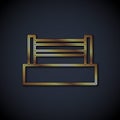 Gold line Boxing ring icon isolated on black background. Vector