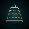 Gold line Cake icon isolated on dark blue background. Happy Birthday. Vector Royalty Free Stock Photo
