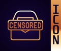 Gold line Censored stamp icon isolated on black background. Vector Royalty Free Stock Photo