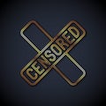 Gold line Censored stamp icon isolated on black background. Vector Royalty Free Stock Photo