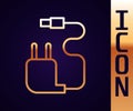 Gold line Charger icon isolated on black background. Vector Illustration