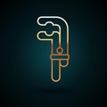 Gold line Clamp tool icon isolated on dark blue background. Locksmith tool. Vector Illustration