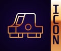 Gold line Collimator sight icon isolated on black background. Sniper scope crosshairs. Vector