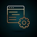 Gold line Computer api interface icon isolated on dark blue background. Application programming interface API technology Royalty Free Stock Photo