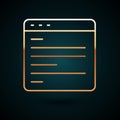 Gold line Computer api interface icon isolated on dark blue background. Application programming interface API technology Royalty Free Stock Photo