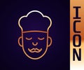 Gold line Cook icon isolated on black background. Chef symbol. Vector