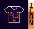 Gold line Dirty t-shirt icon isolated on black background. Vector