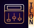 Gold line Drum machine music producer equipment icon isolated on black background. Vector