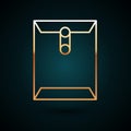 Gold line Envelope icon isolated on dark blue background. Received message concept. New, email incoming message, sms Royalty Free Stock Photo