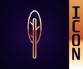Gold line Feather pen icon isolated on black background. Vector Royalty Free Stock Photo