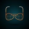 Gold line Glasses for the blind and visually impaired icon isolated on dark blue background. Vector