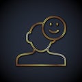 Gold line Good mood icon isolated on black background. Vector