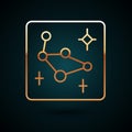 Gold line Great Bear constellation icon isolated on dark blue background. Vector Royalty Free Stock Photo