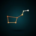 Gold line Great Bear constellation icon isolated on dark blue background. Vector Illustration Royalty Free Stock Photo