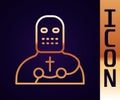 Gold line Knight crusader icon isolated on black background. Vector