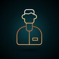 Gold line Laboratory assistant icon isolated on dark blue background. Vector