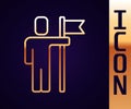 Gold line Leader of a team of executives icon isolated on black background. Vector Royalty Free Stock Photo