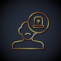 Gold line Male doctor icon isolated on black background. Vector