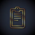 Gold line Psychological test icon isolated on black background. Vector