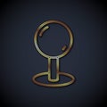 Gold line Push pin icon isolated on black background. Thumbtacks sign. Vector