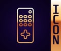 Gold line Remote control icon isolated on black background. Vector. Illustration Royalty Free Stock Photo