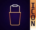 Gold line Sauna bucket icon isolated on black background. Vector