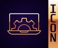 Gold line Software, web development, programming concept icon isolated on black background. Programming language and Royalty Free Stock Photo