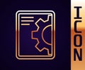 Gold line Software, web development, programming concept icon isolated on black background. Programming language and Royalty Free Stock Photo