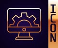Gold line Software, web development, programming concept icon isolated on black background. Programming language and Royalty Free Stock Photo