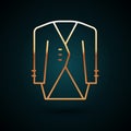 Gold line Suit icon isolated on dark blue background. Tuxedo. Wedding suits with necktie. Vector Royalty Free Stock Photo