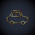 Gold line Toy car icon isolated on black background. Vector Royalty Free Stock Photo